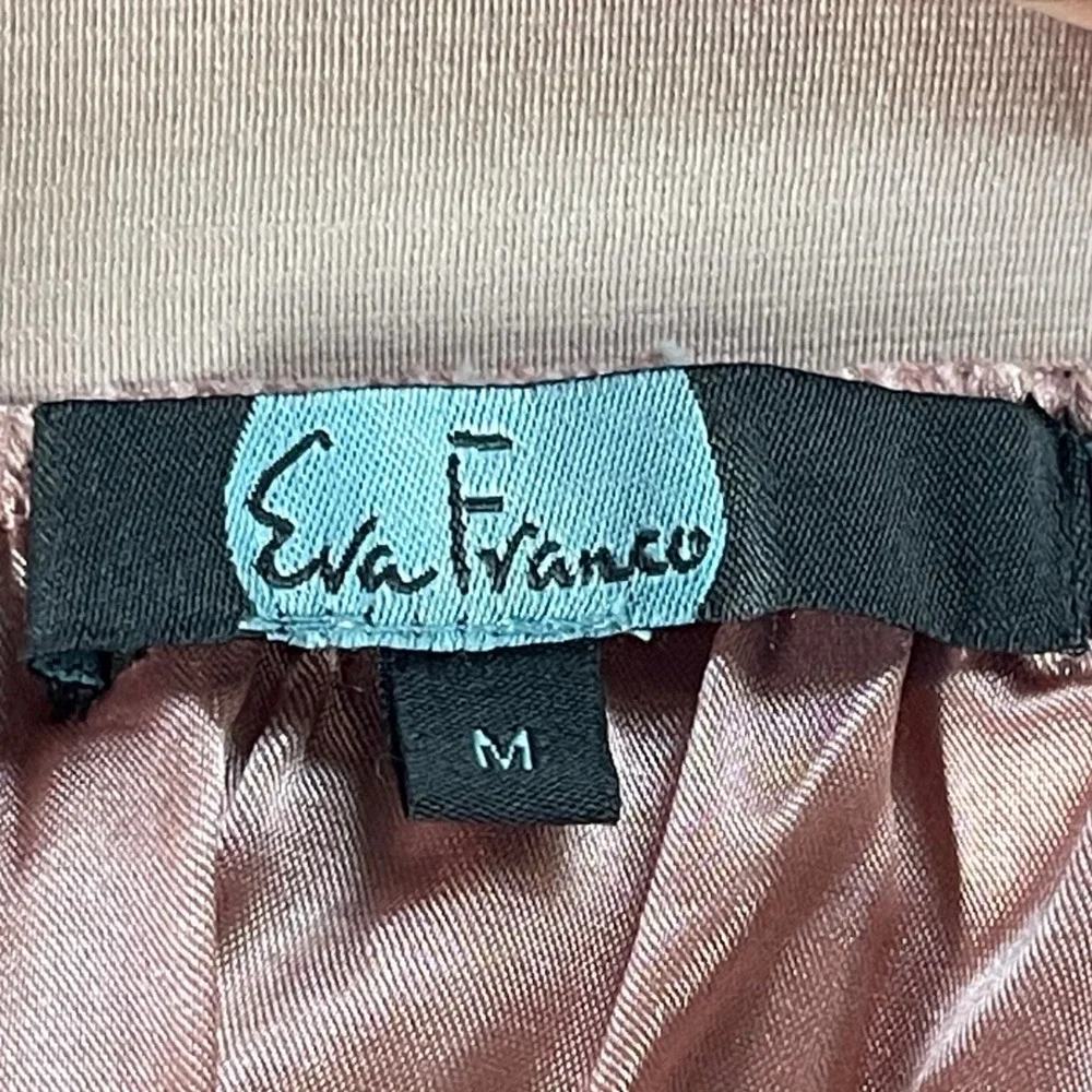 Eva Franco Multicolor Pleated Skirt M Stretch Waist Metallic Ribbed Stripes‎